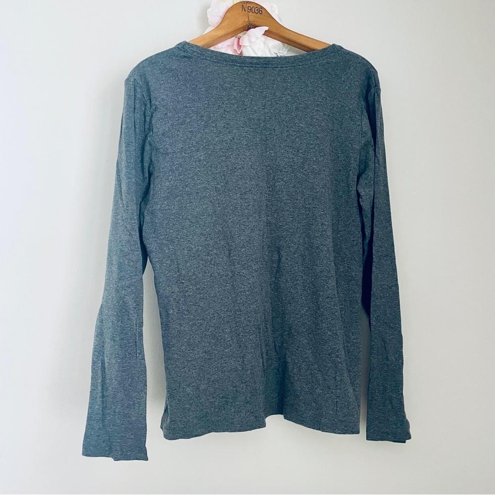 Lands' End Gray Long Sleeve Shirt Sequin Fox XL 18-20 Cotton - Picture 6 of 6